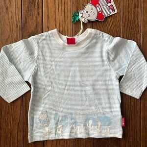 100% Cotton Light Blue Striped Baby Long Sleeve Shirt